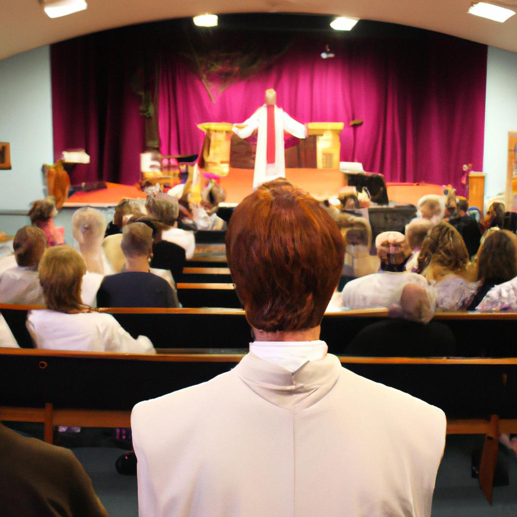 Person leading church congregation service