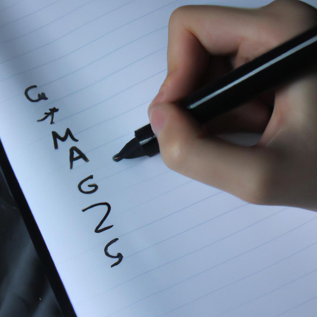 Person writing goals on paper